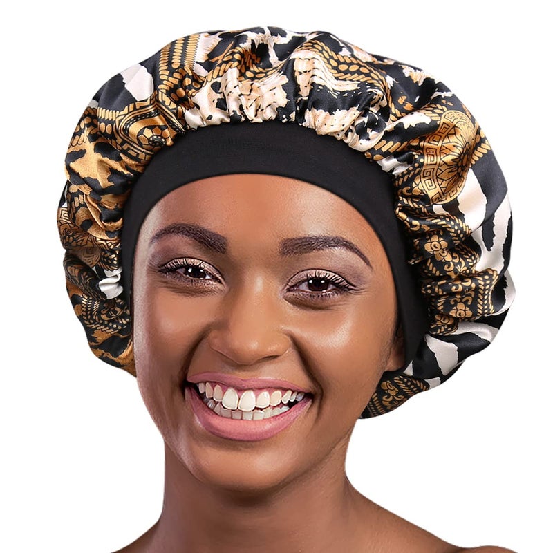 Alnorm Satin Sleeping Cap for Girls Women Turban Comfortable Headband Slouchy Beanie Brown Leopard - Image 3